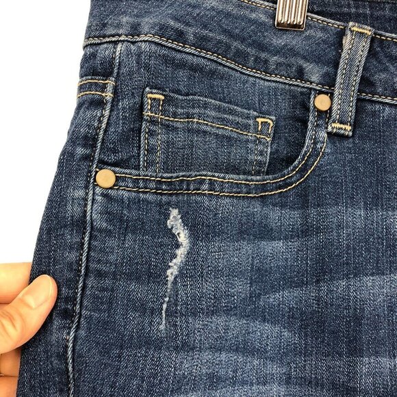 Lane Bryant blue Stretch  Distressed Skinny Jeans Double Released Hem Size 20 - Picture 8 of 16